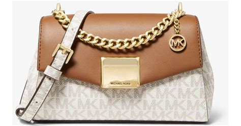 Michael Kors Lita Small Logo Two Tone Leather Crossbody Bag